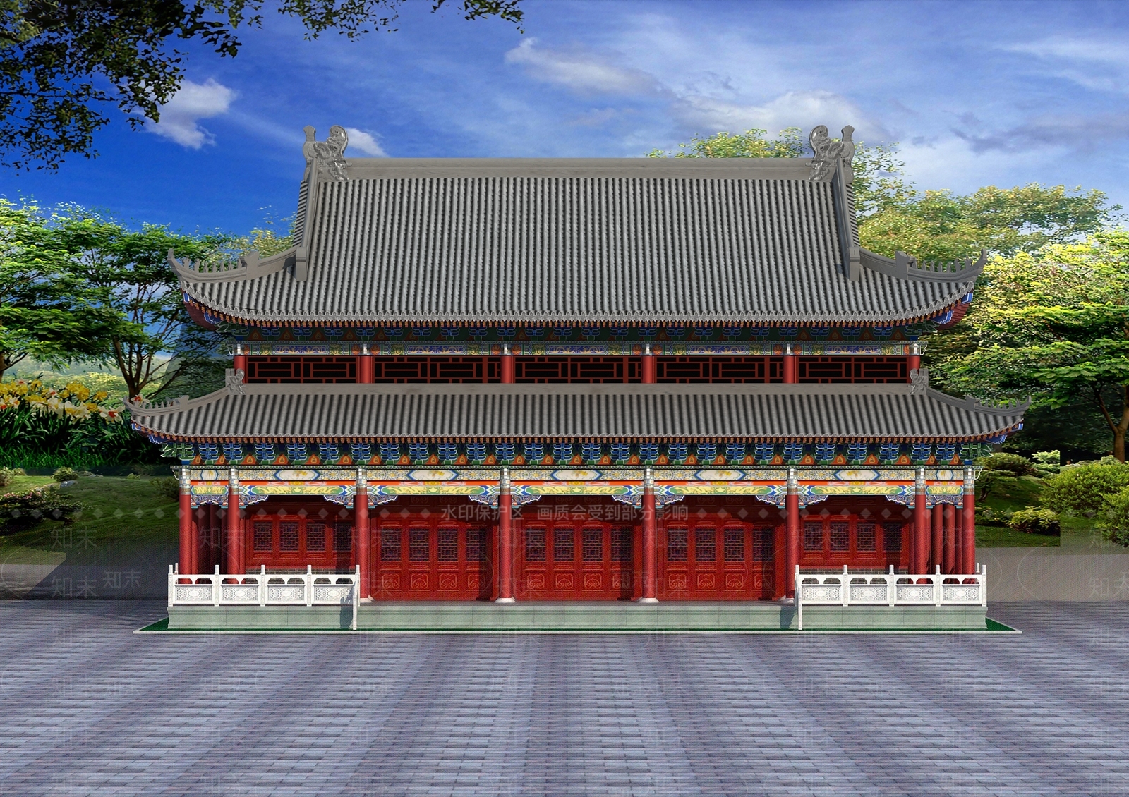 复古中式古建3D模型下载【ID:1202789145】
