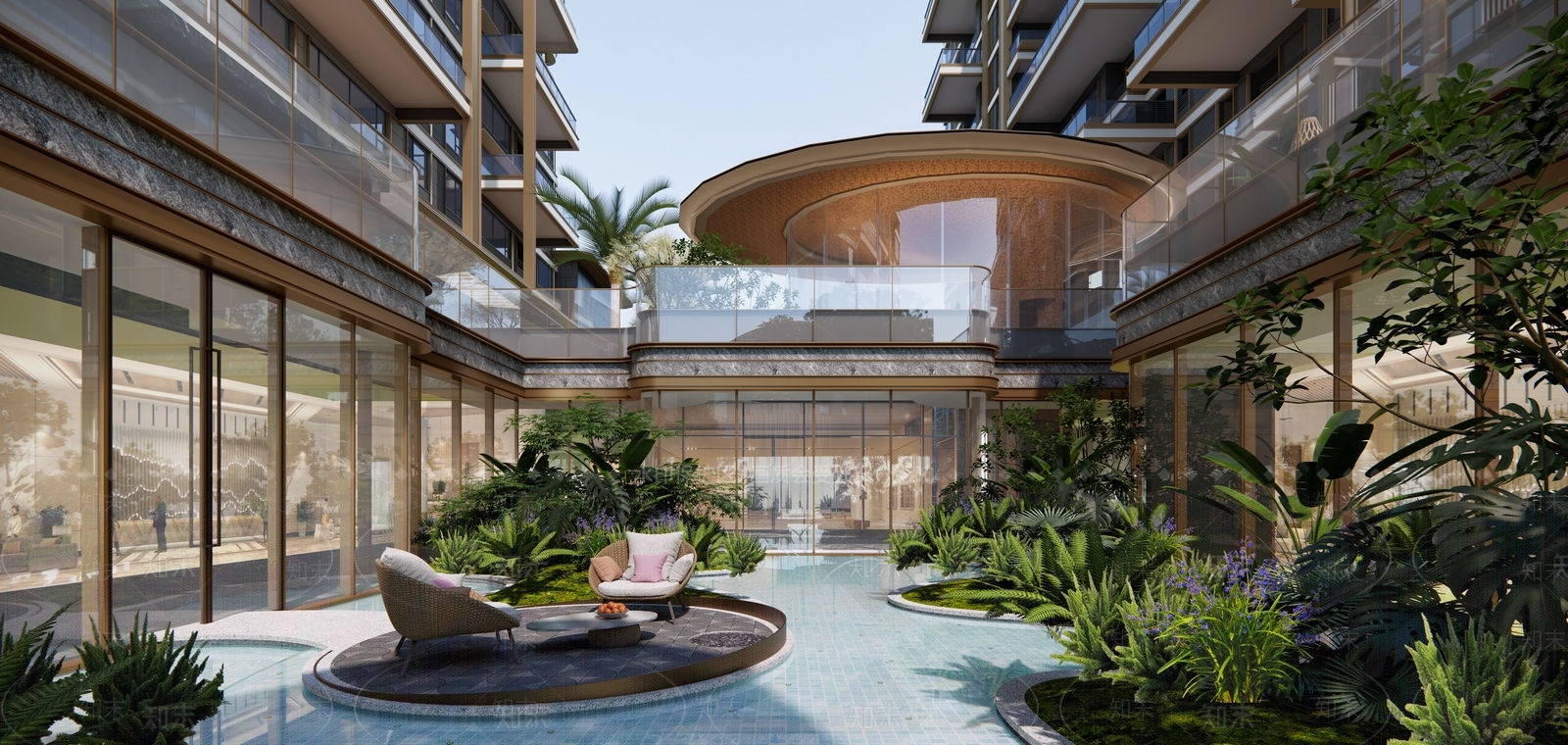 侘寂轻奢小区景观SU模型下载【ID:1202790478】