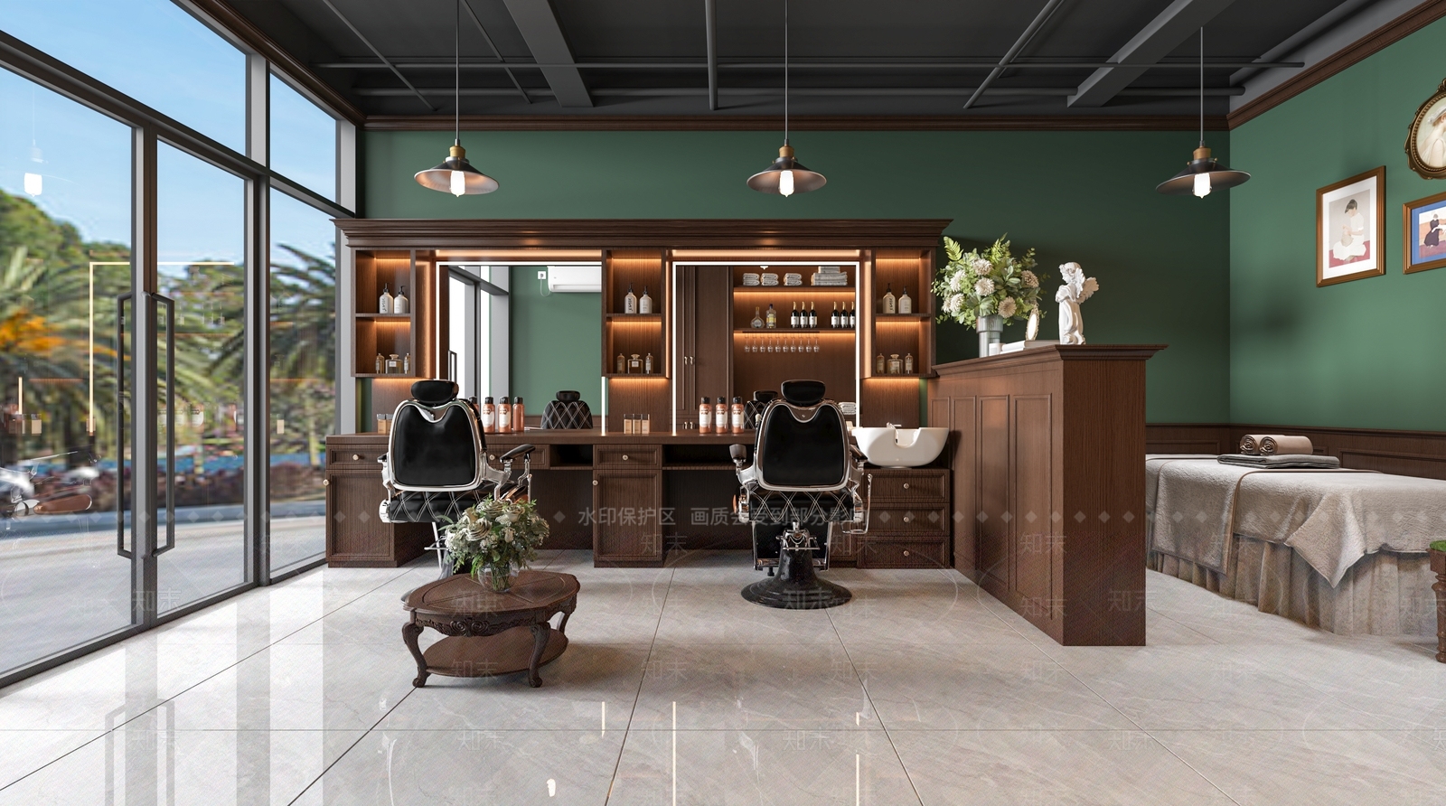 美式复古美发店3D模型下载【ID:1202792498】