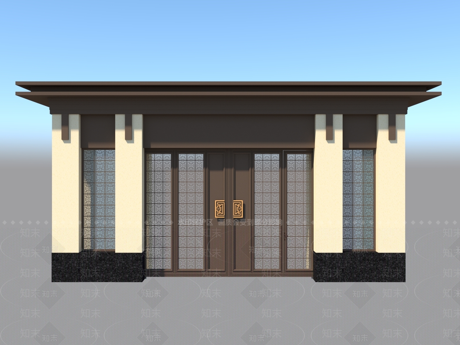 新中式中式入口大门SU模型下载【ID:1202857573】