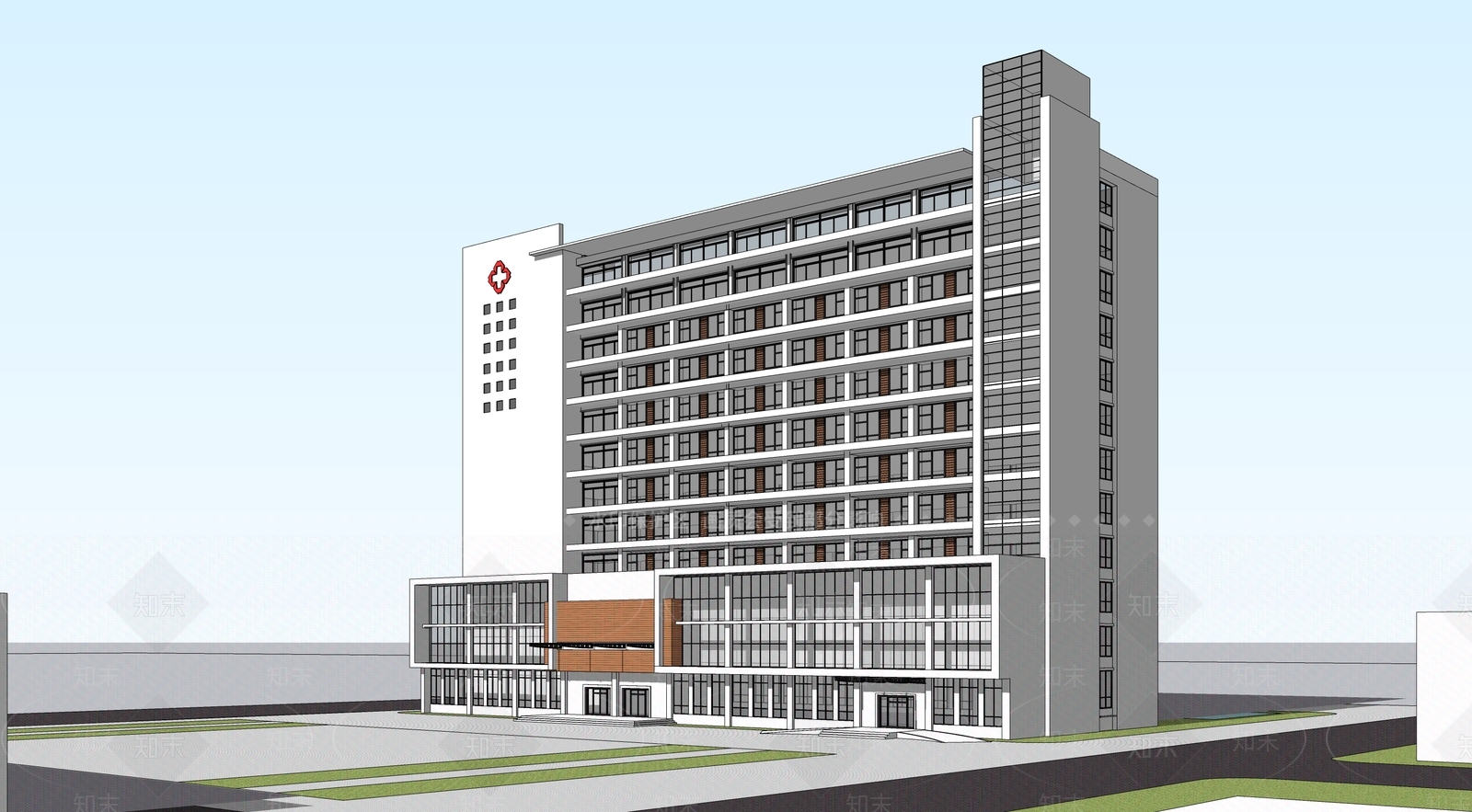 现代医院建筑SU模型下载【ID:1202793182】