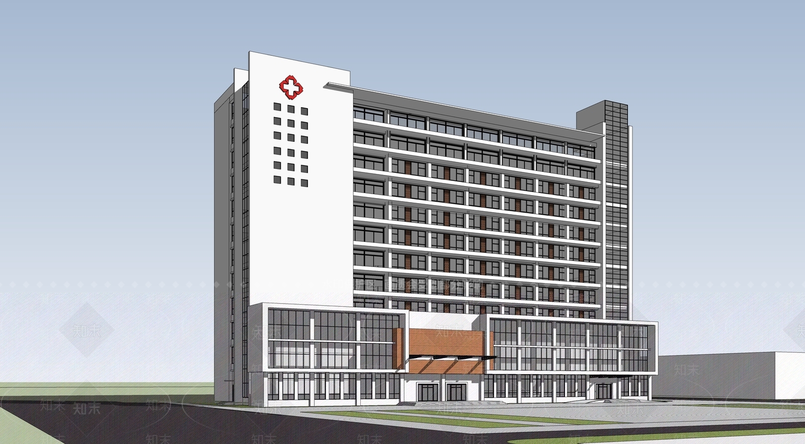 现代医院建筑SU模型下载【ID:1202793182】