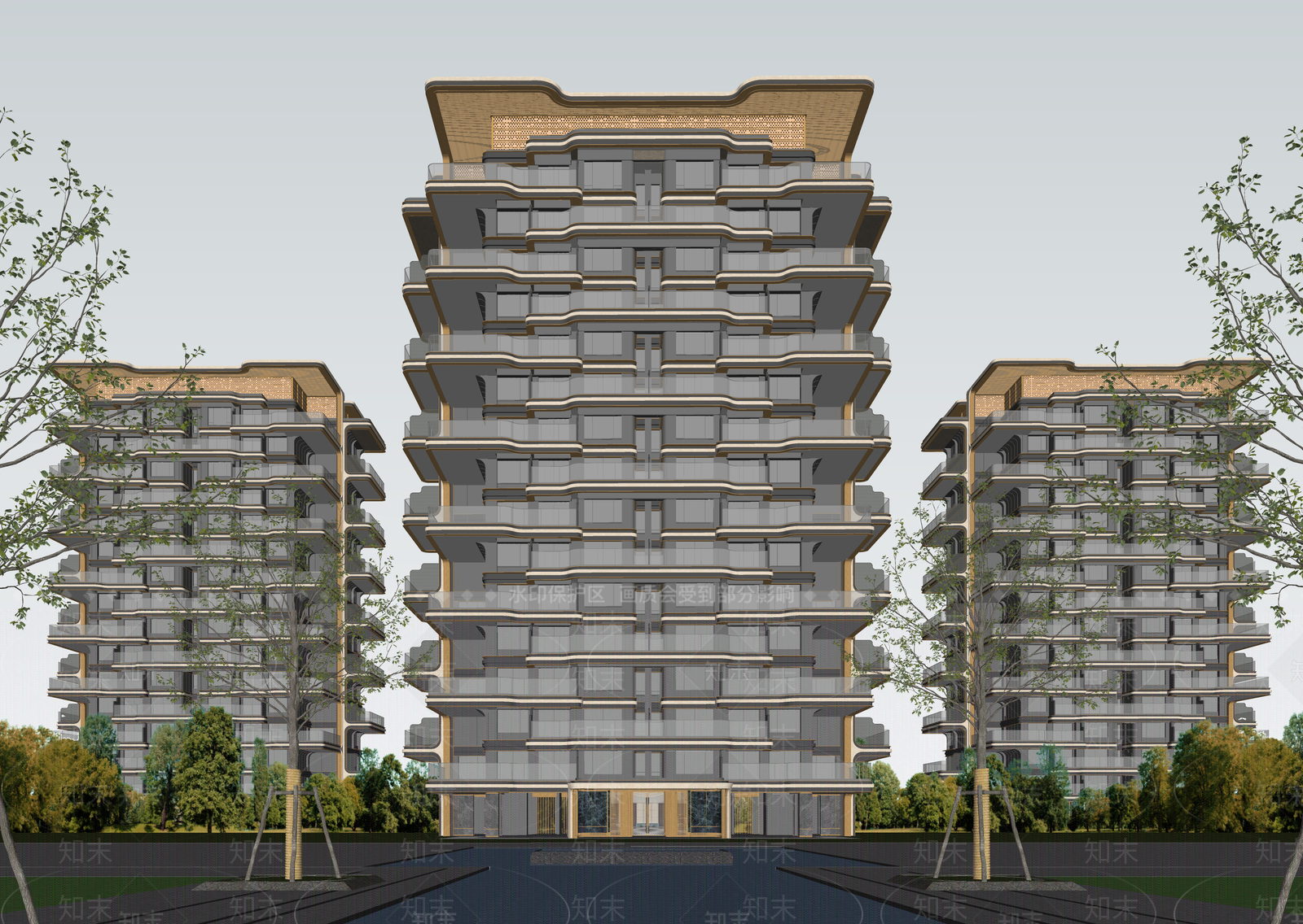 现代高层住宅SU模型下载【ID:1202793137】