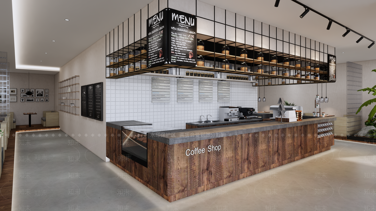 现代简约咖啡厅SU模型下载【ID:1202793676】