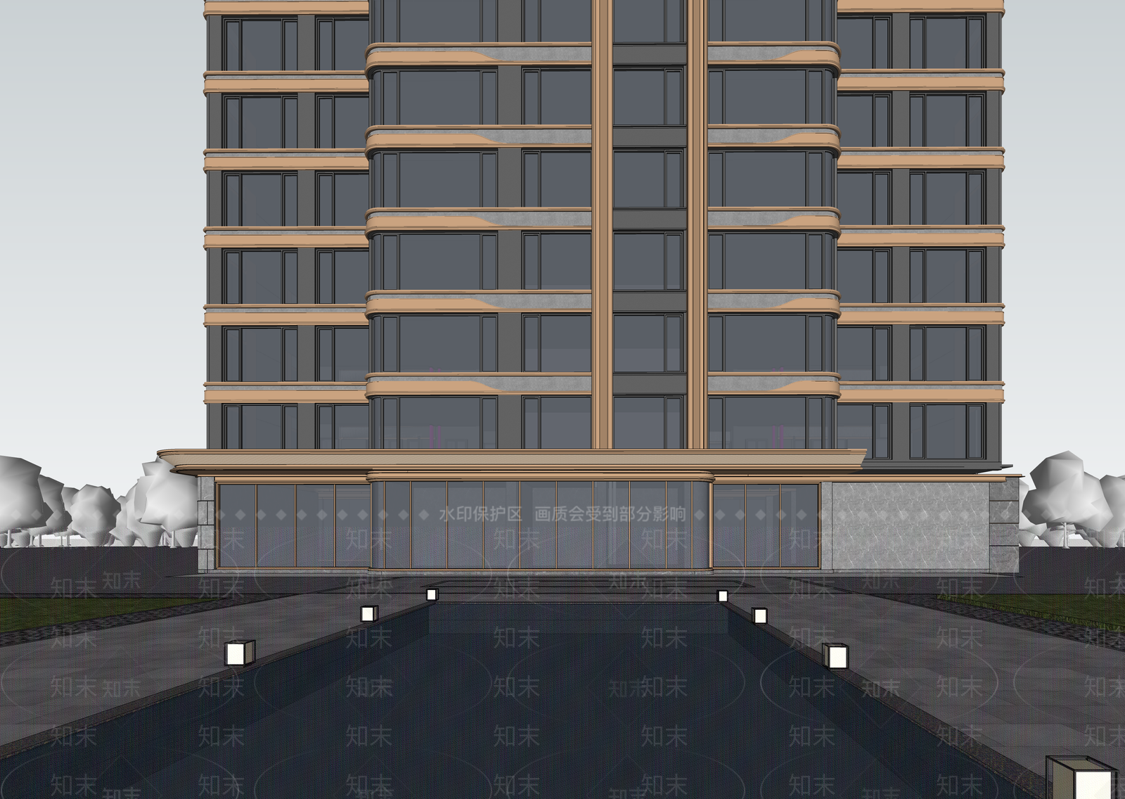 现代小区建筑SU模型下载【ID:1202794782】