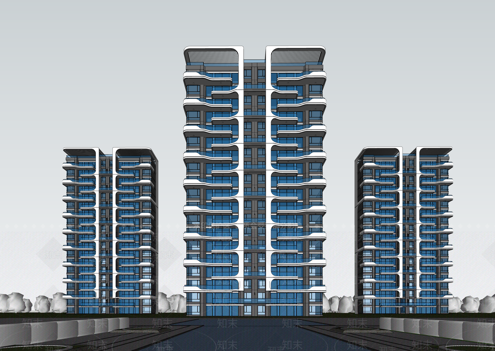 现代高层住宅SU模型下载【ID:1202795124】