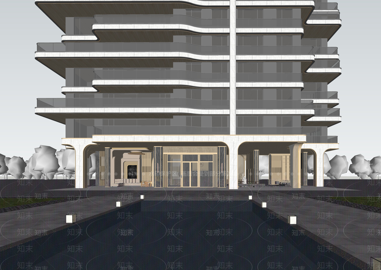 现代小区建筑SU模型下载【ID:1202795791】
