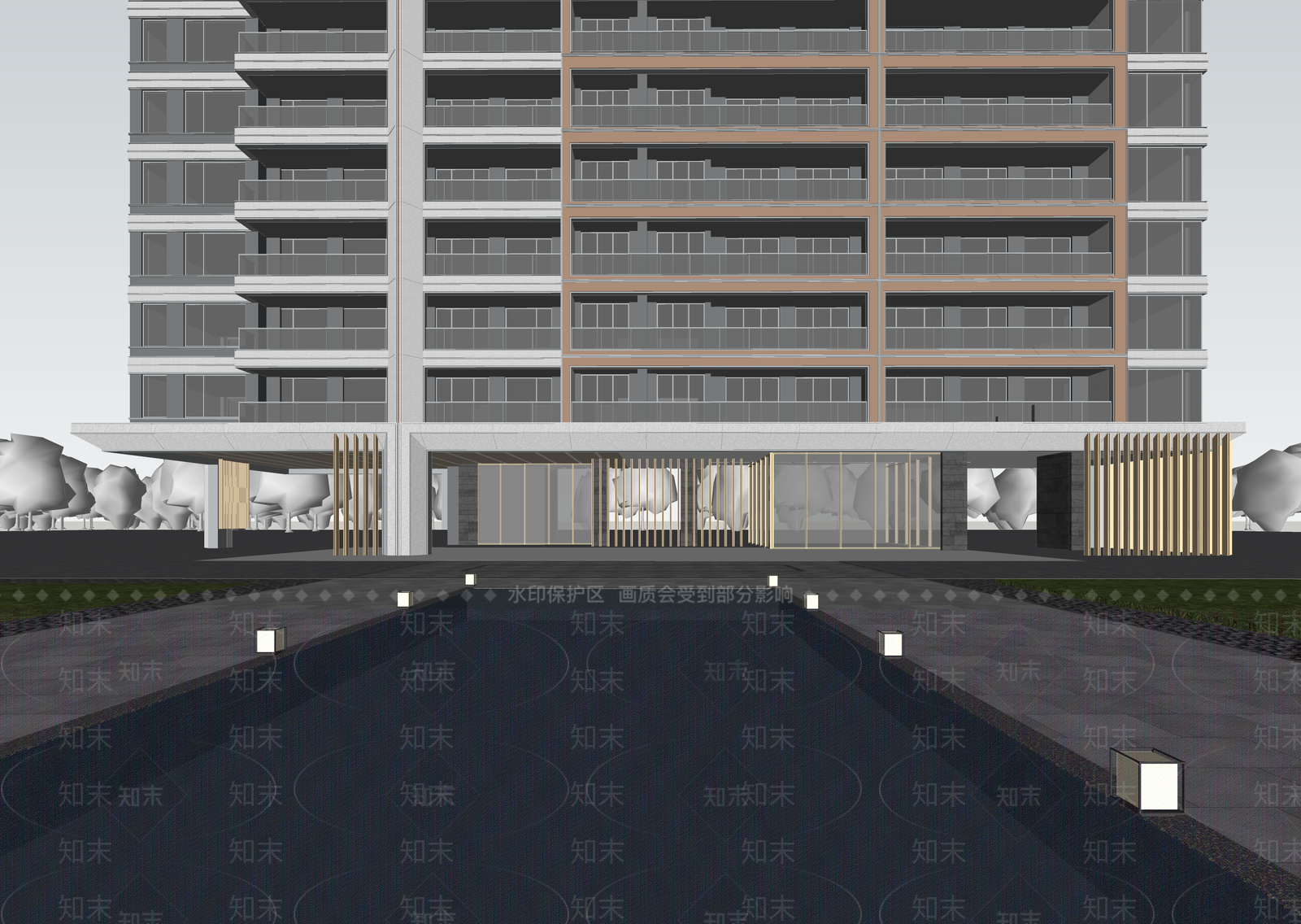 现代小区建筑SU模型下载【ID:1202795835】