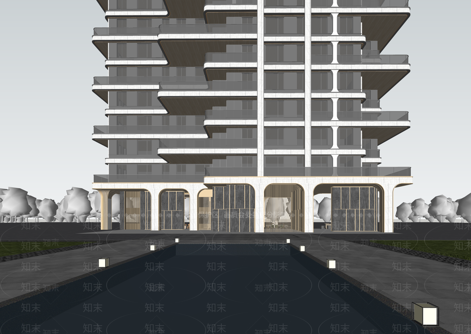 现代小区建筑SU模型下载【ID:1202796170】