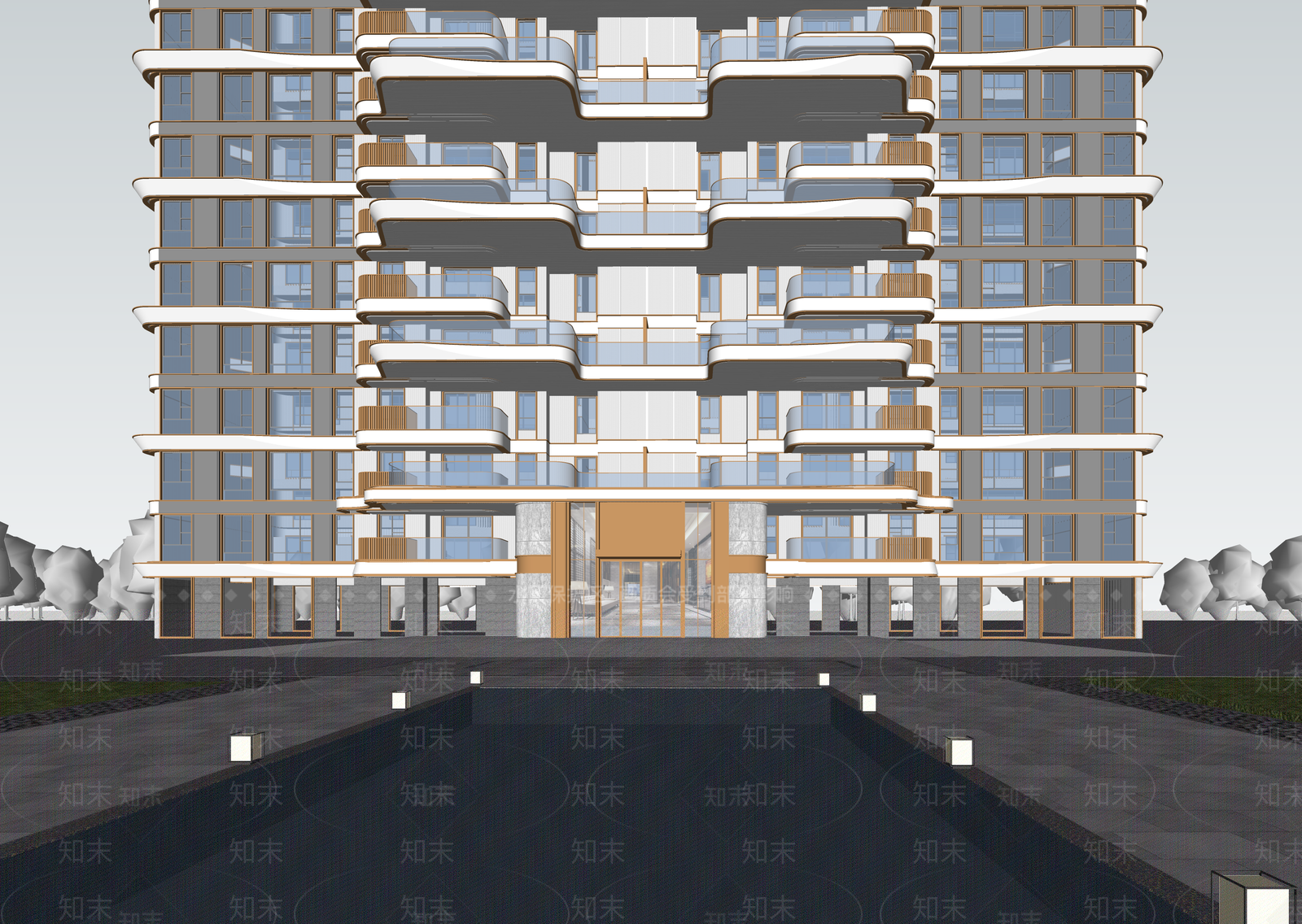 现代小区建筑SU模型下载【ID:1202796476】