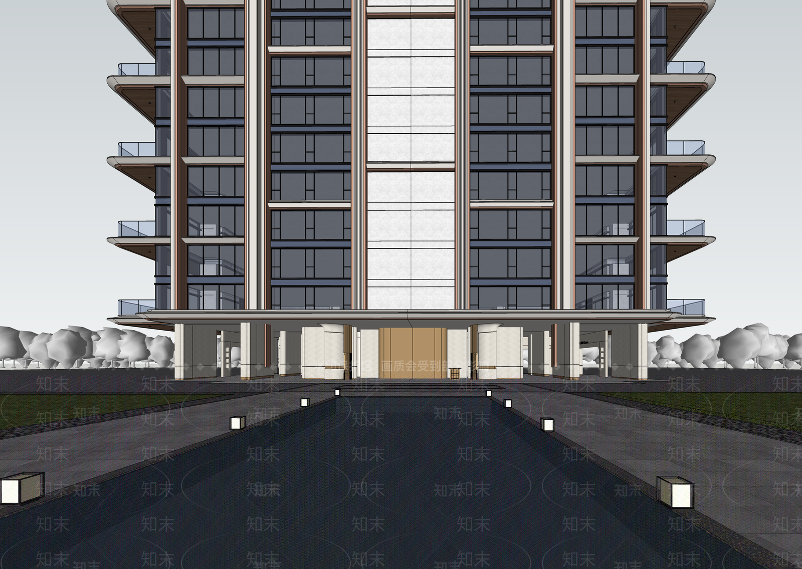 现代小区建筑SU模型下载【ID:1202797920】