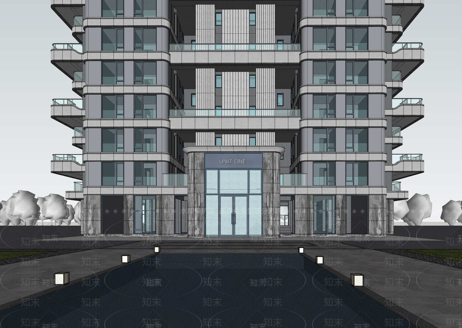 现代小区建筑SU模型下载【ID:1202798029】