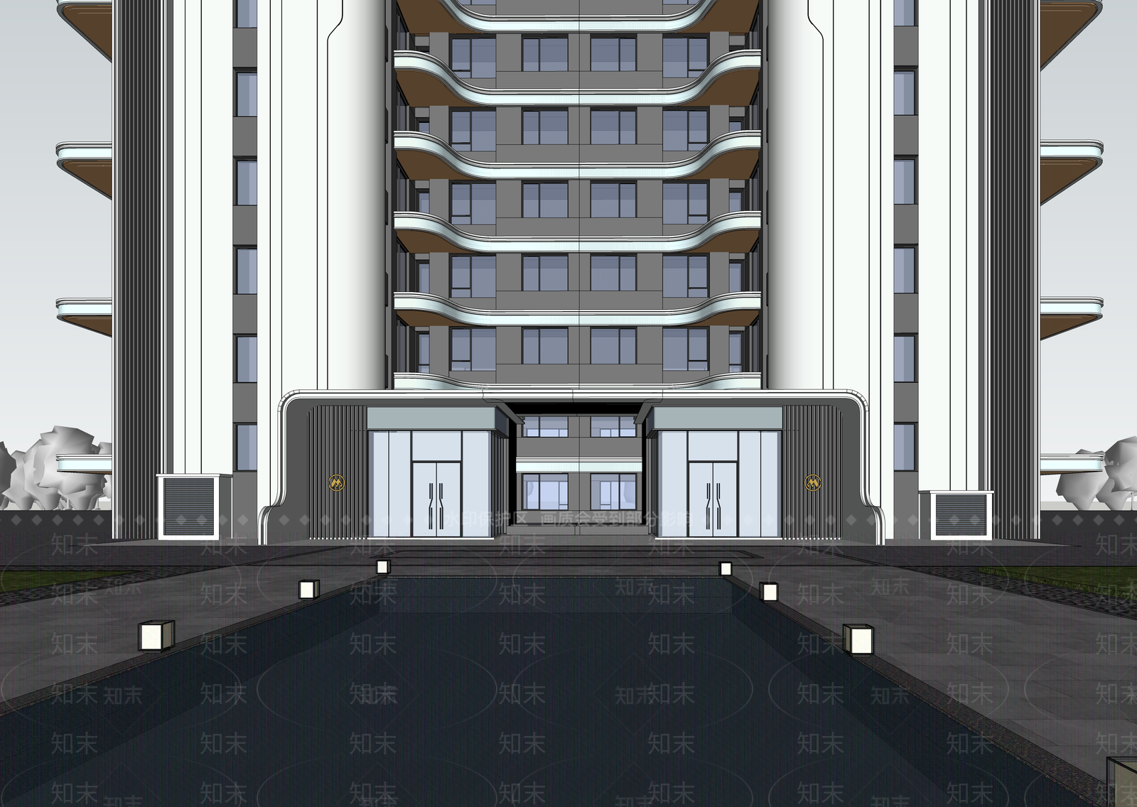 现代小区建筑SU模型下载【ID:1202798758】