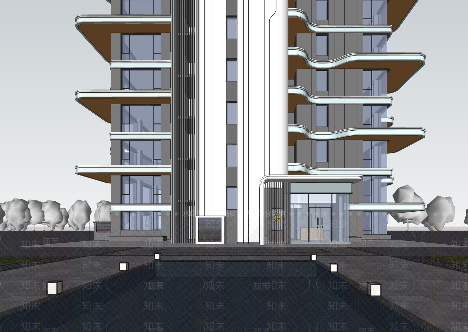 现代小区建筑SU模型下载【ID:1202799068】