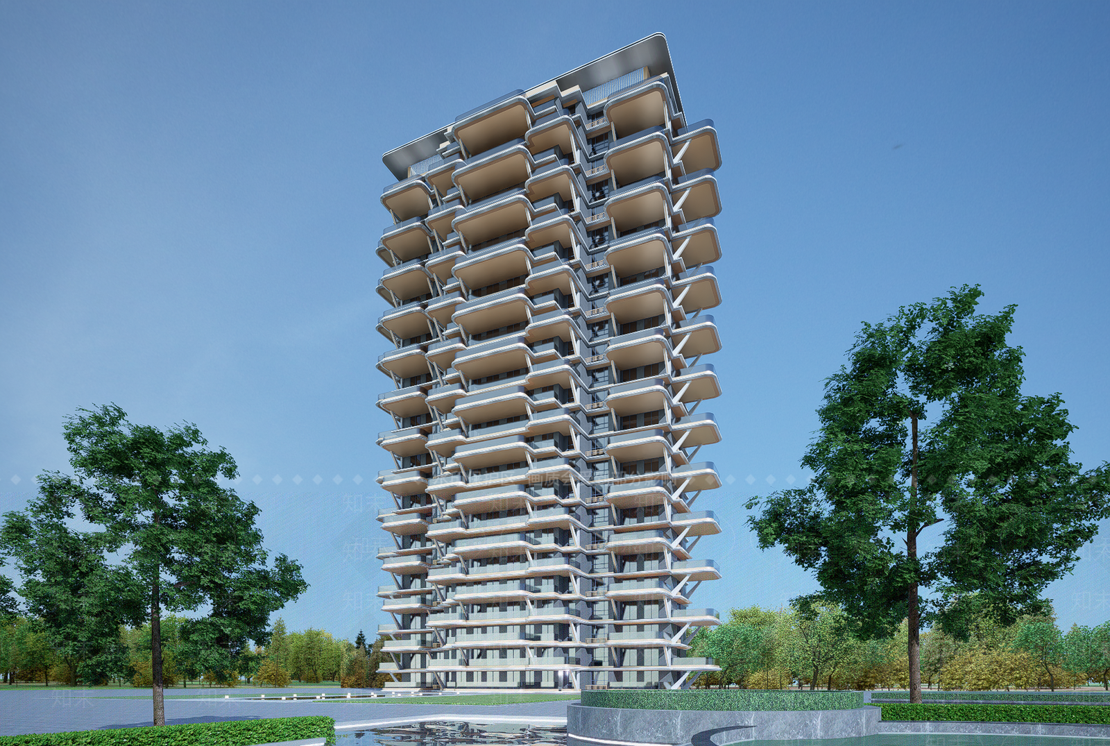 现代高层住宅SU模型下载【ID:1202799355】