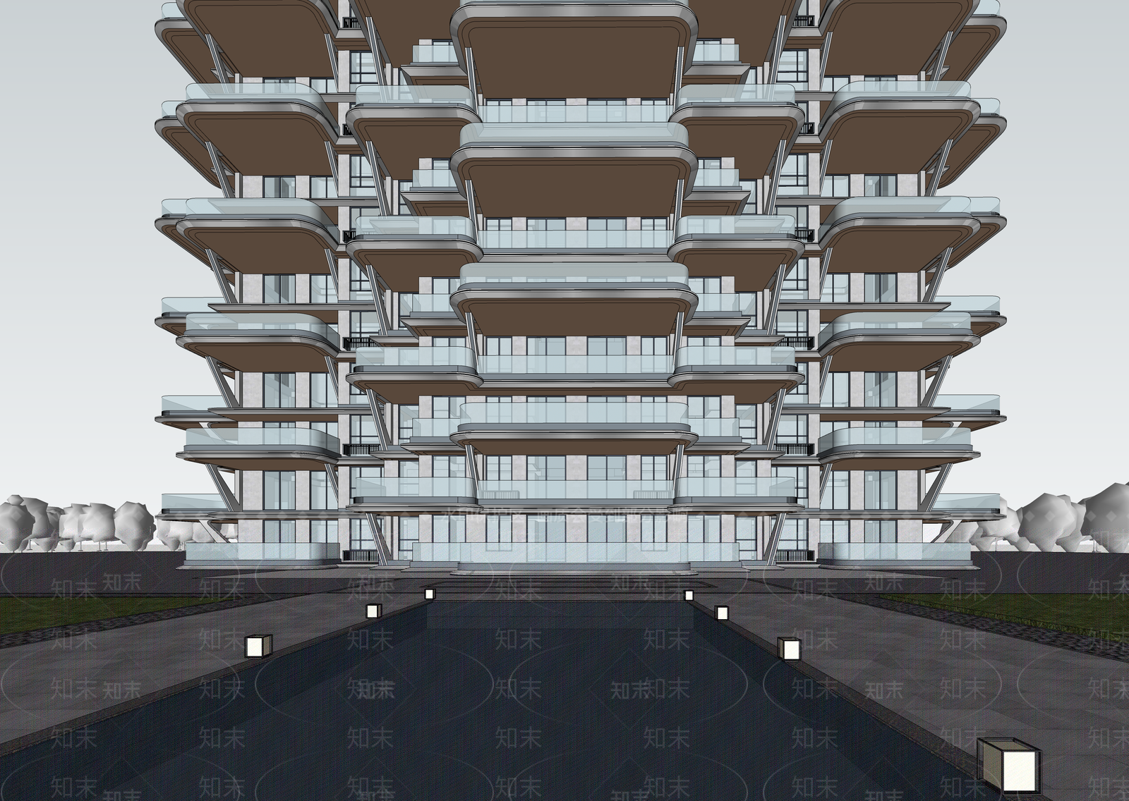 现代小区建筑SU模型下载【ID:1202799338】