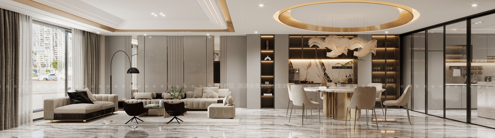 现代轻奢家居客厅3D模型下载【ID:1202799412】