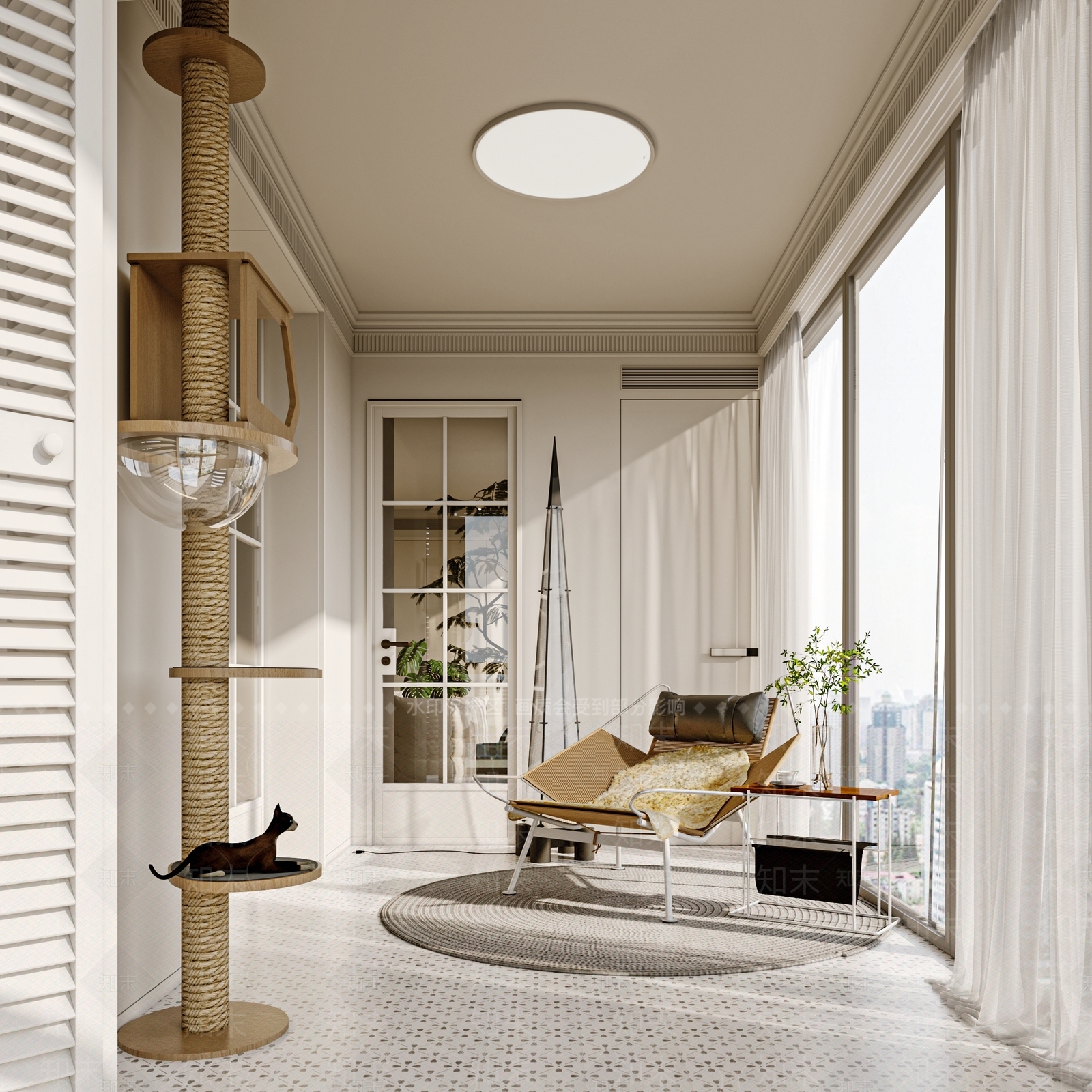 现代法式阳台3D模型下载【ID:1202801964】