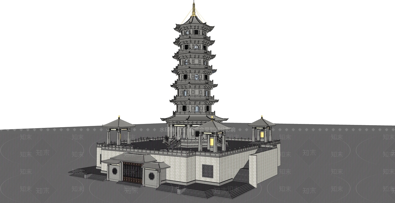 中式简模规划SU模型下载【ID:1202802029】