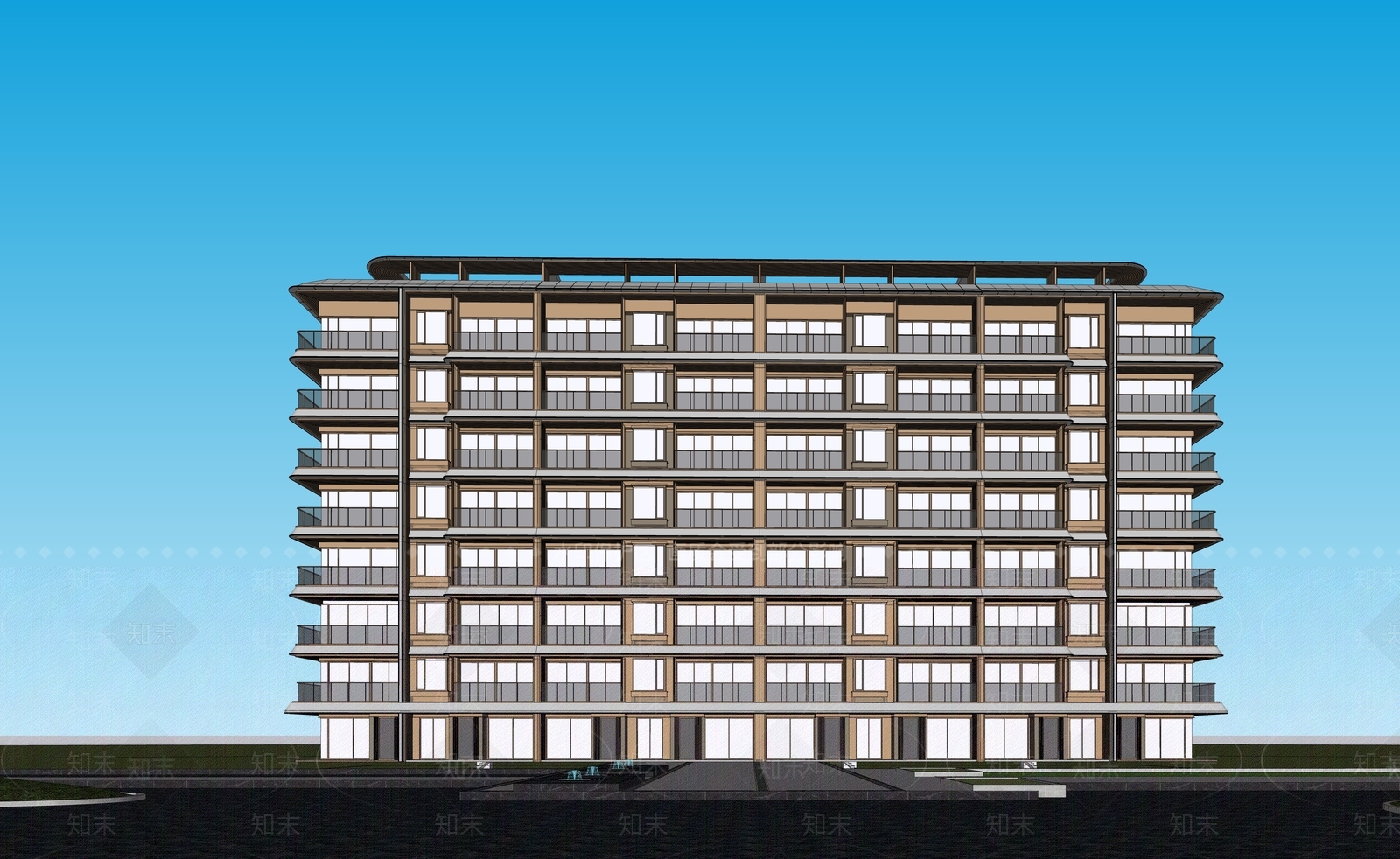 现代高层住宅SU模型下载【ID:1202803550】