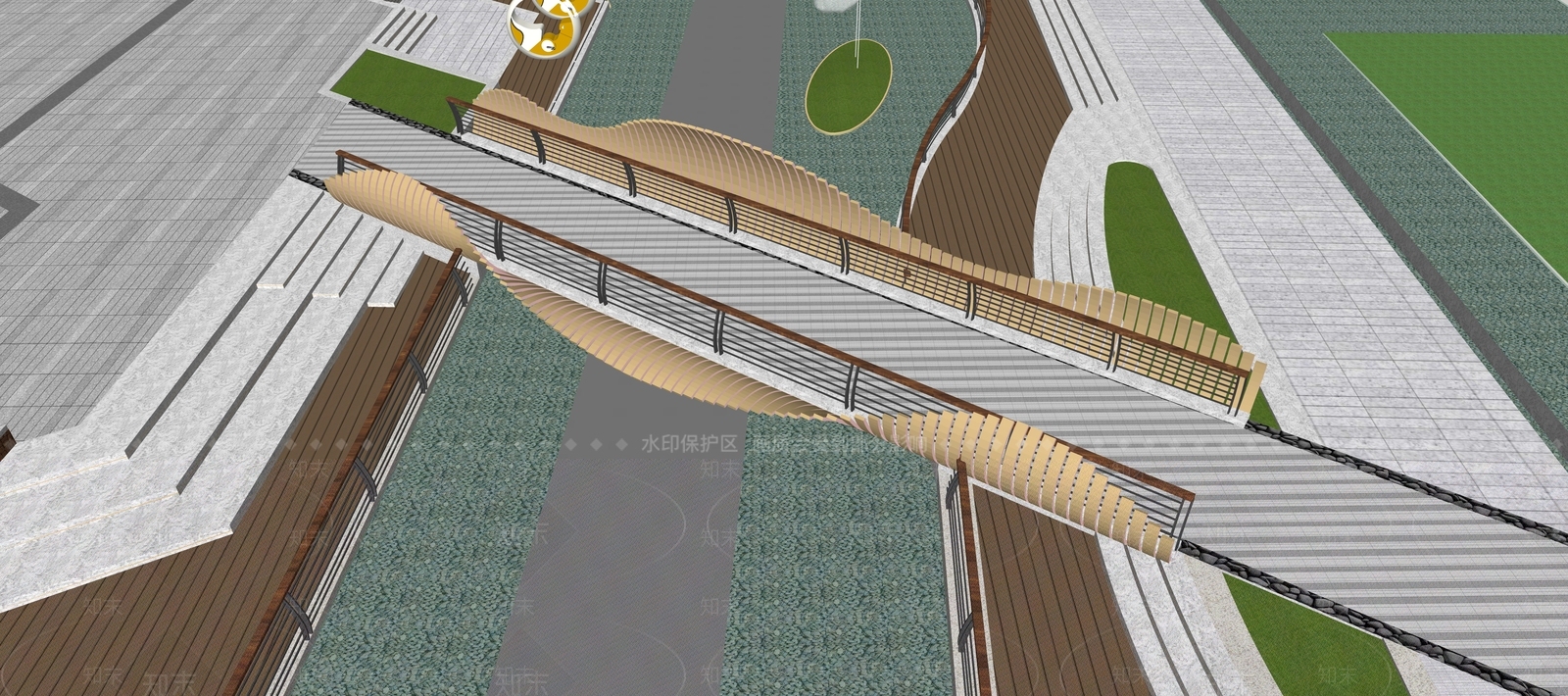 现代景观桥SU模型下载【ID:1202805288】