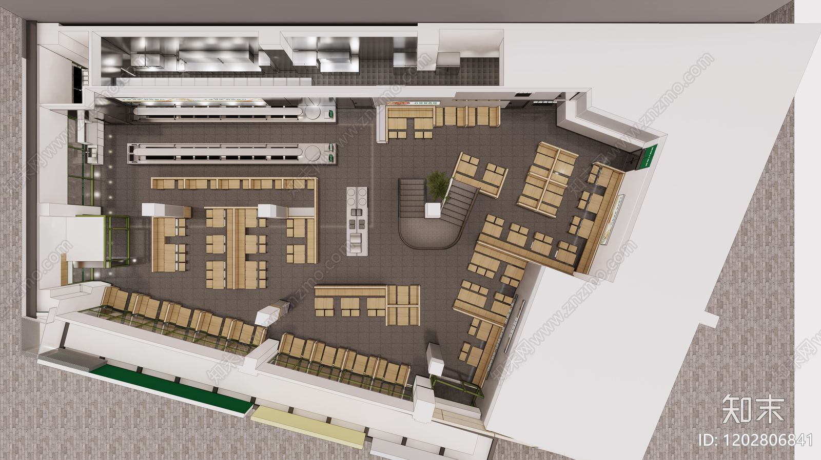 现代简约快餐店施工图下载【ID:1202806841】