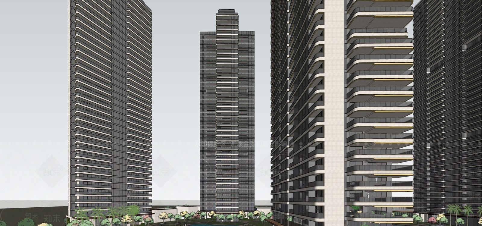 现代高层住宅SU模型下载【ID:1202871577】