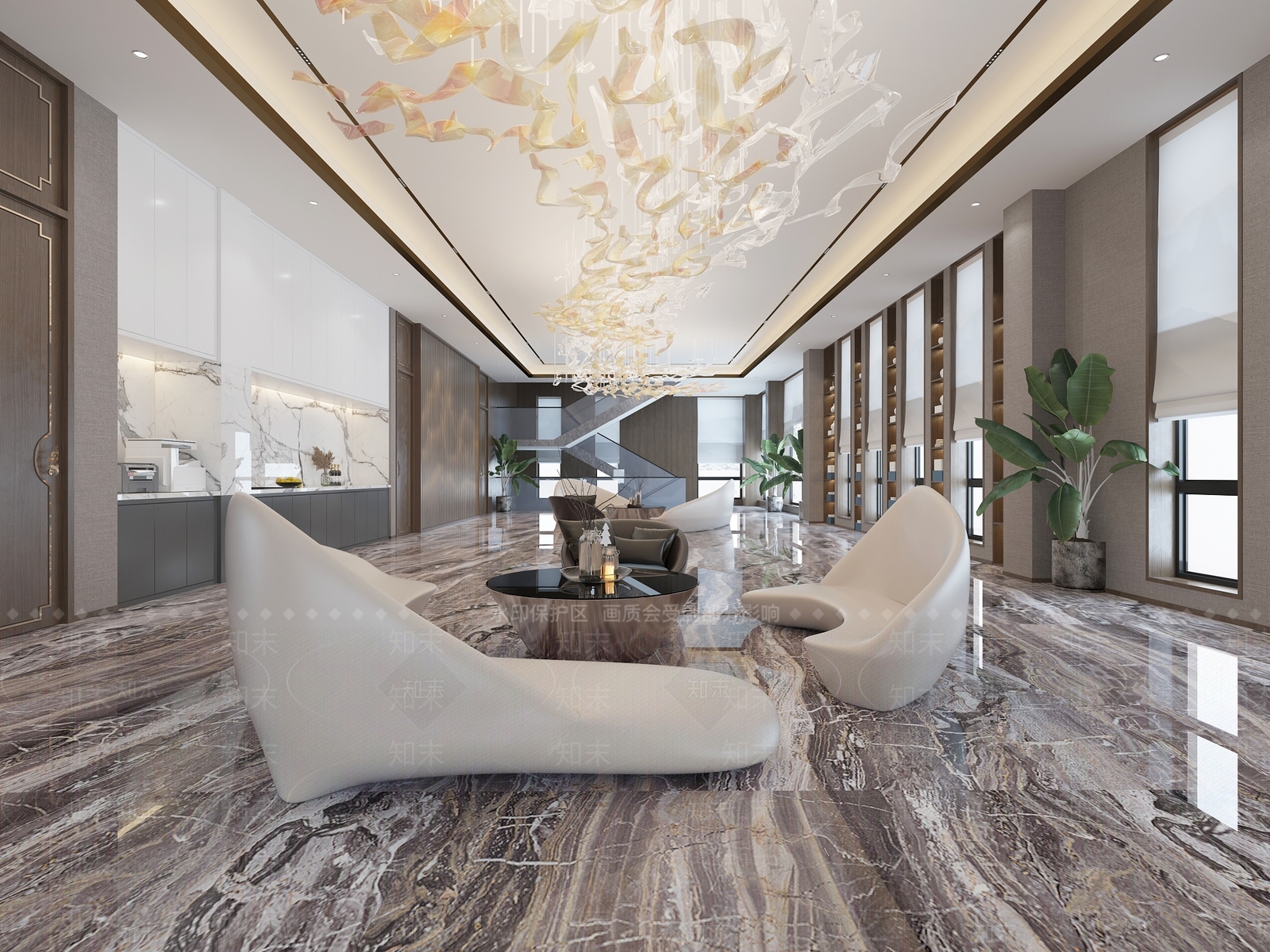 新中式大厅3D模型下载【ID:1202808941】