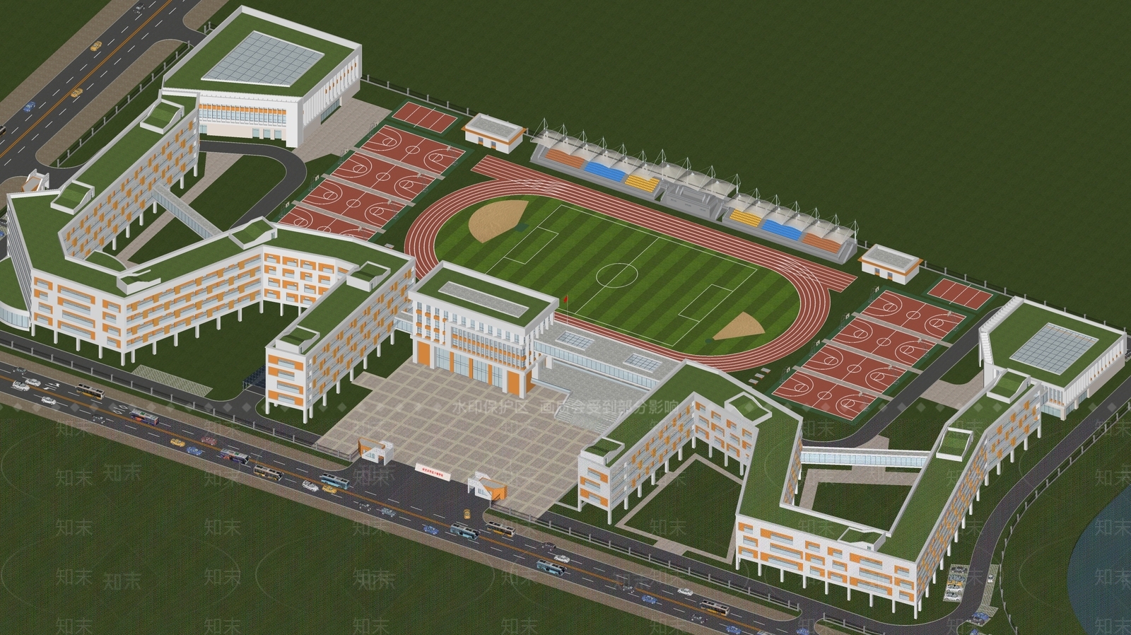 现代学校建筑SU模型下载【ID:1202893044】
