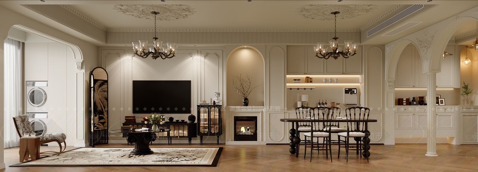 法式复古客餐厅3D模型下载【ID:1202810593】