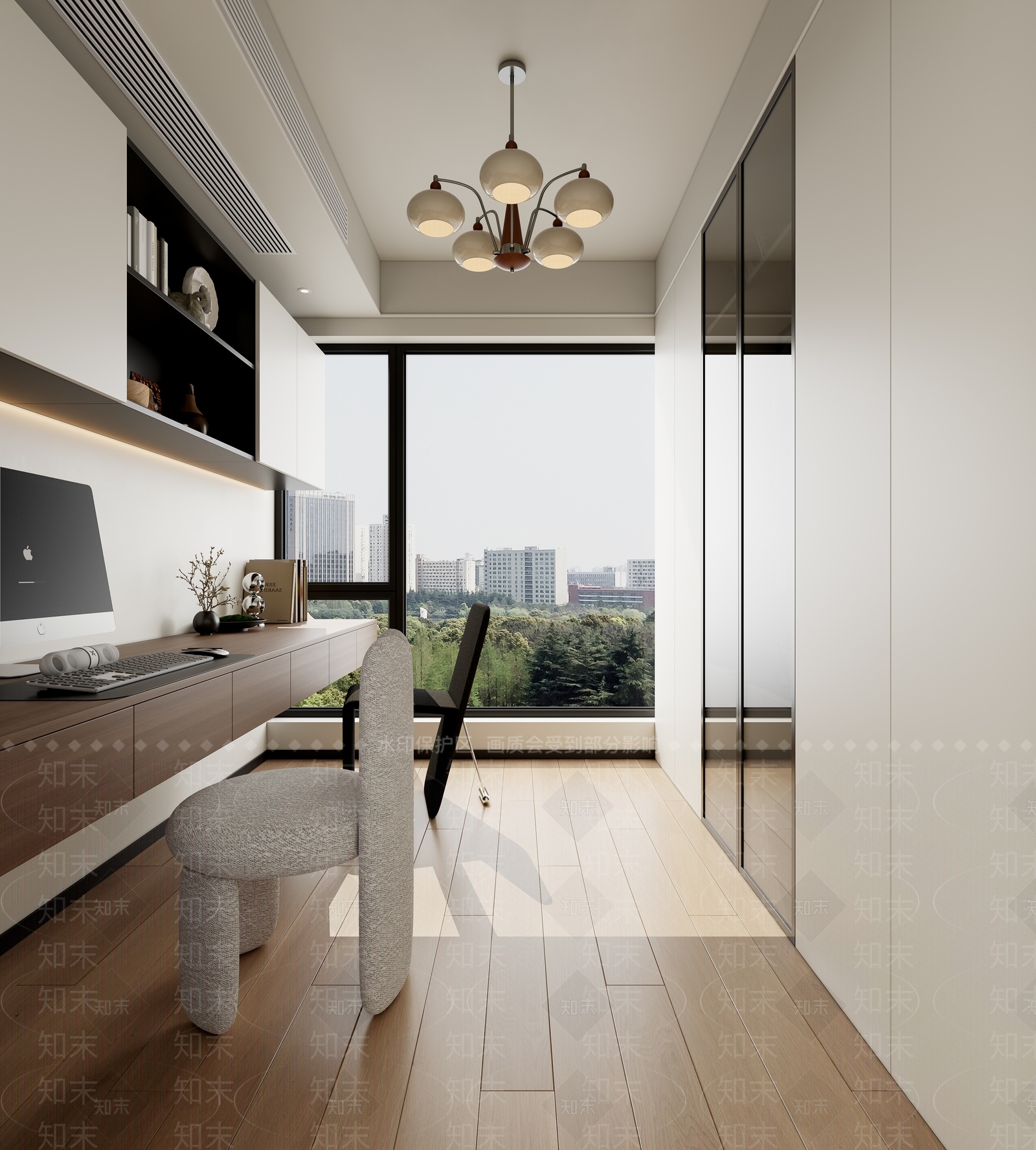 现代奶油书房3D模型下载【ID:1203817728】