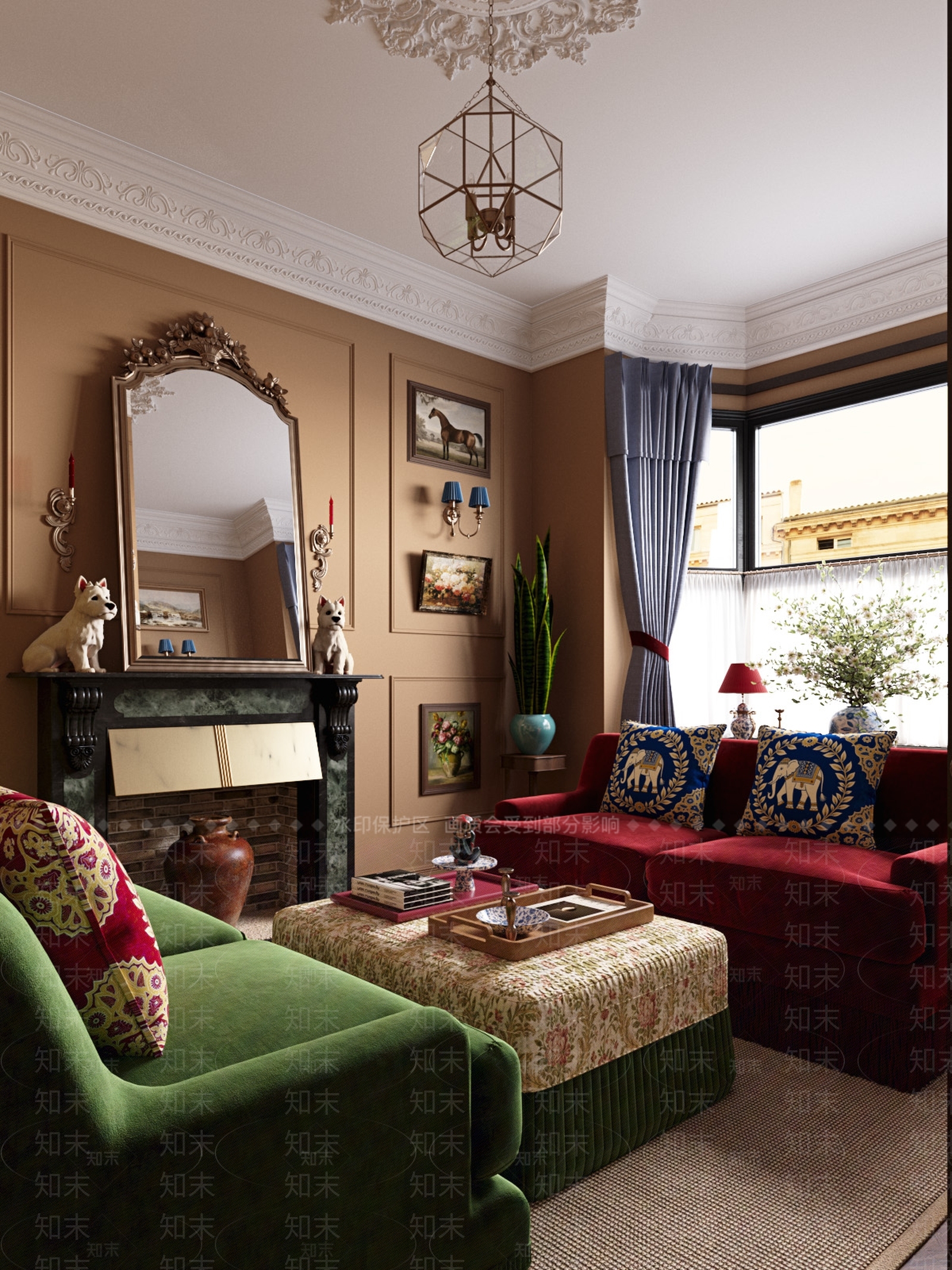 复古北欧客餐厅3D模型下载【ID:1202812115】