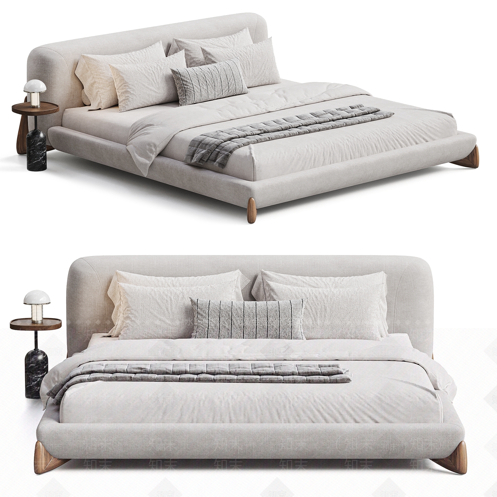 现代简约双人床3D模型下载【ID:1202812424】