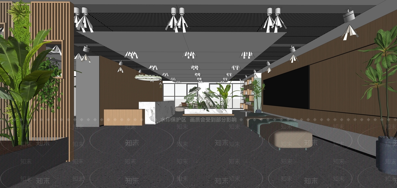 现代办公大堂SU模型下载【ID:1202813812】