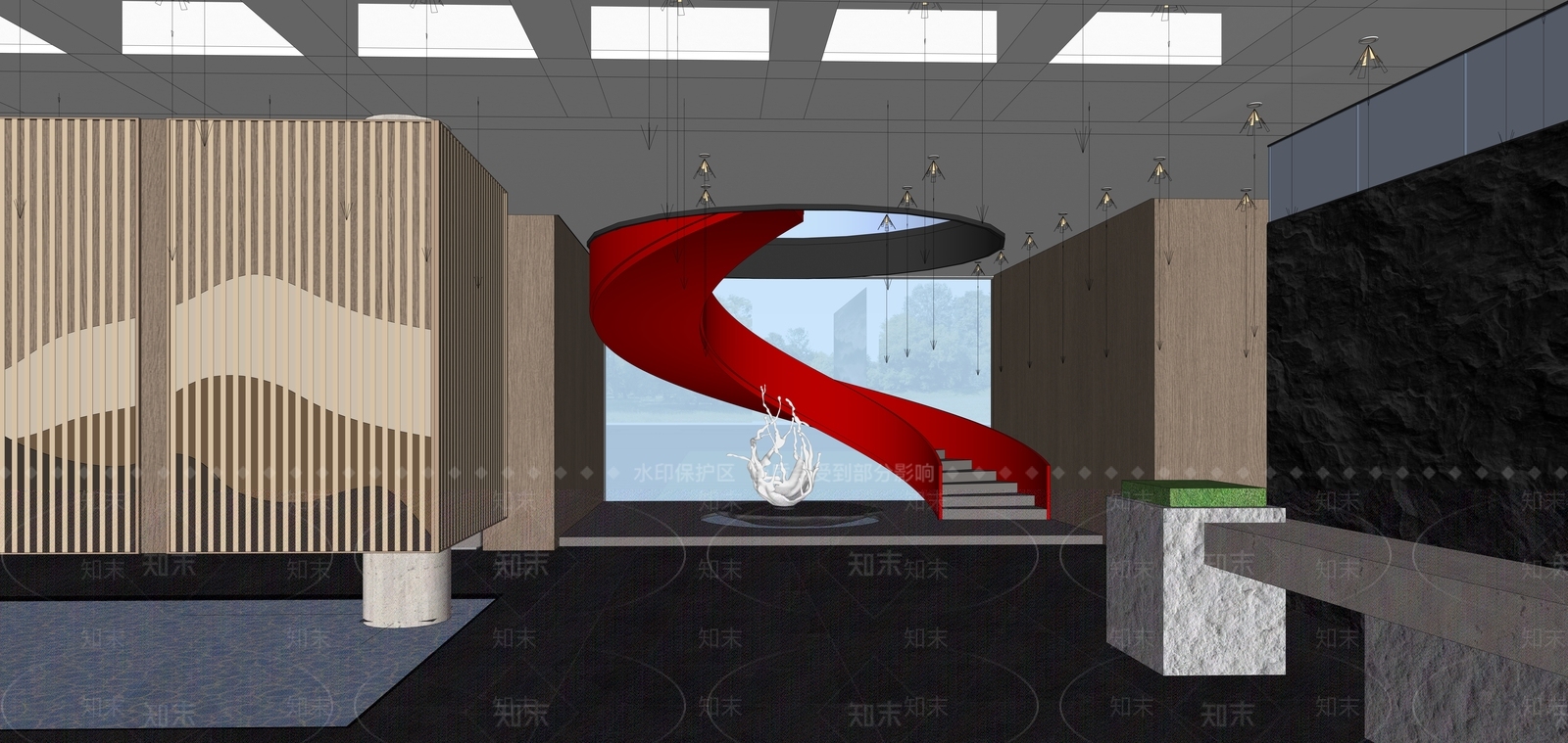 现代办公大堂SU模型下载【ID:1202813944】