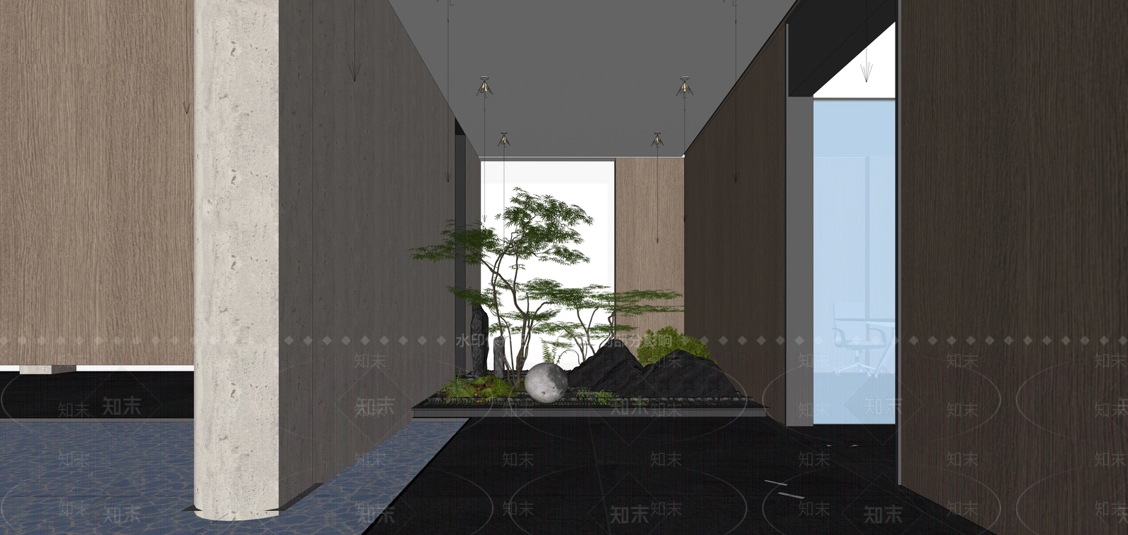现代办公大堂SU模型下载【ID:1202813944】