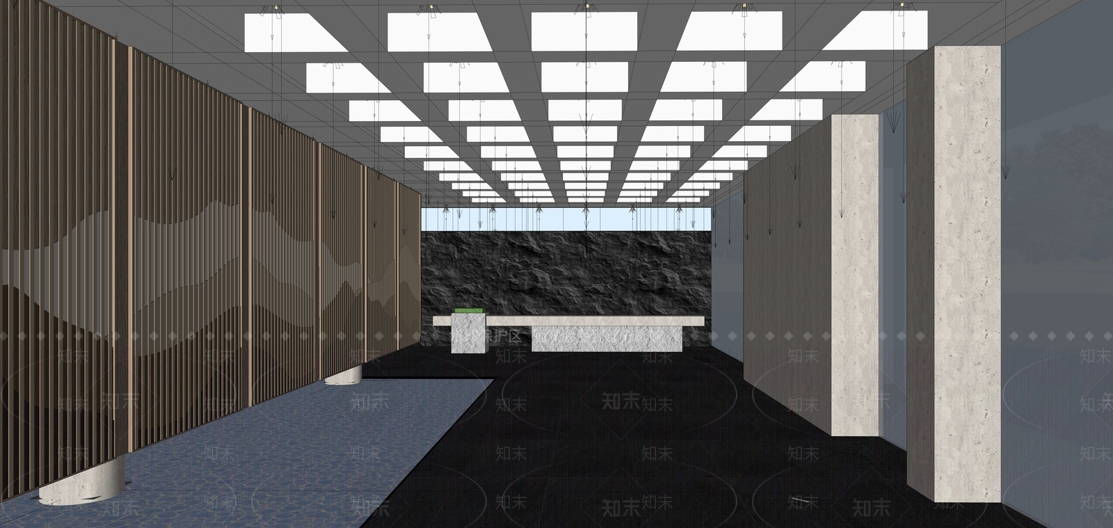 现代办公大堂SU模型下载【ID:1202813944】
