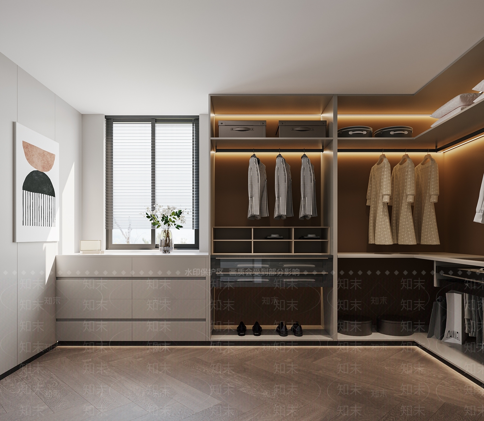 现代轻奢衣帽间3D模型下载【ID:1202814700】