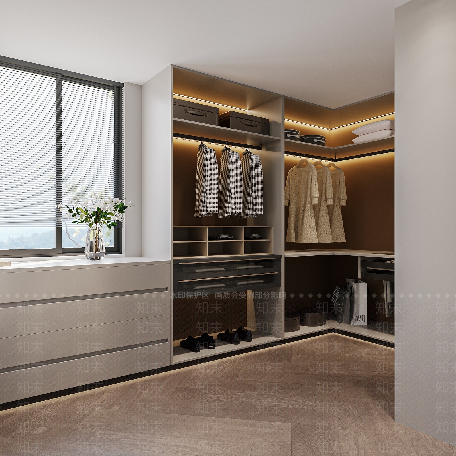 现代轻奢衣帽间3D模型下载【ID:1202814700】