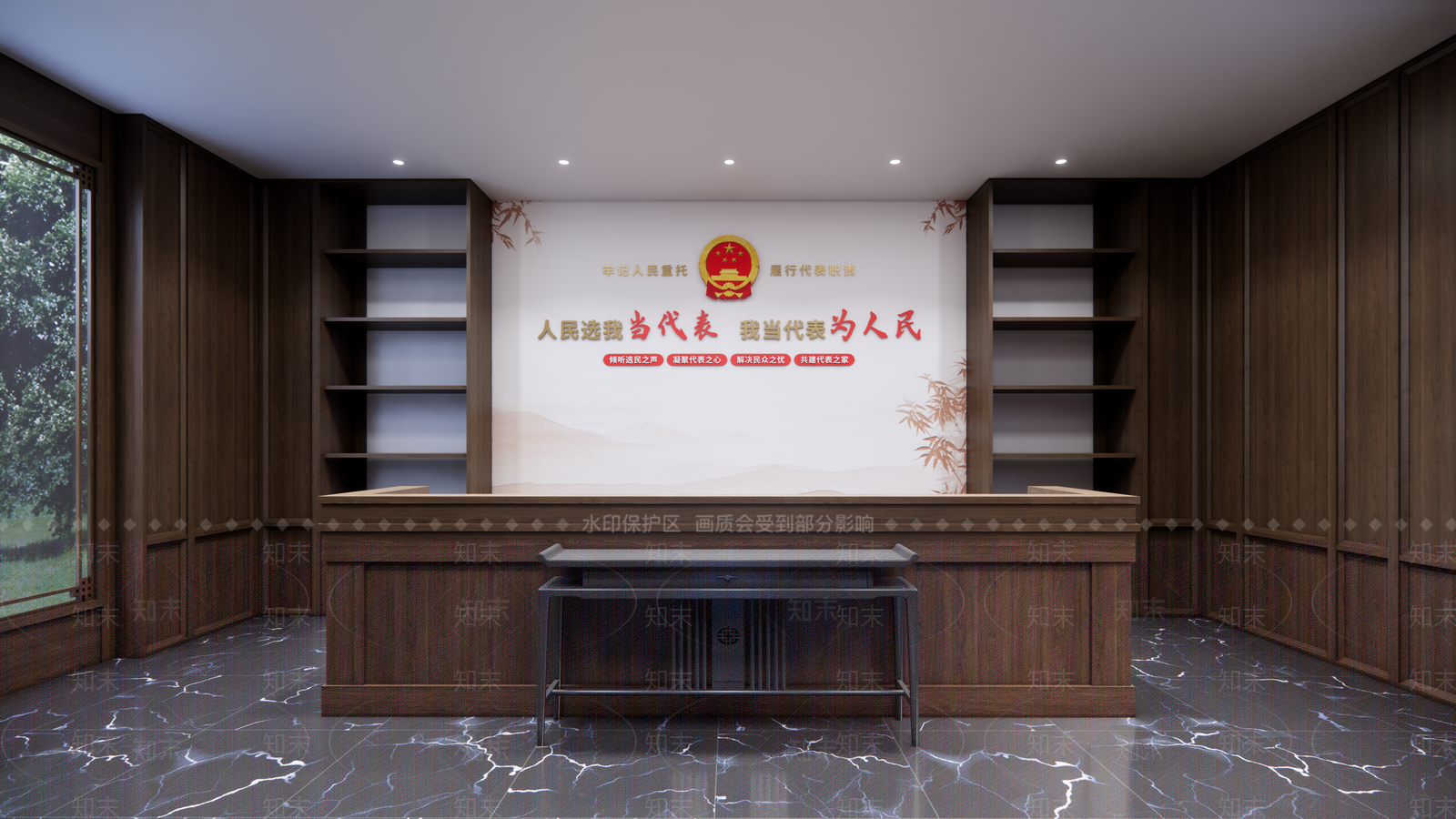 新中式现代办公大堂SU模型下载【ID:1202815701】