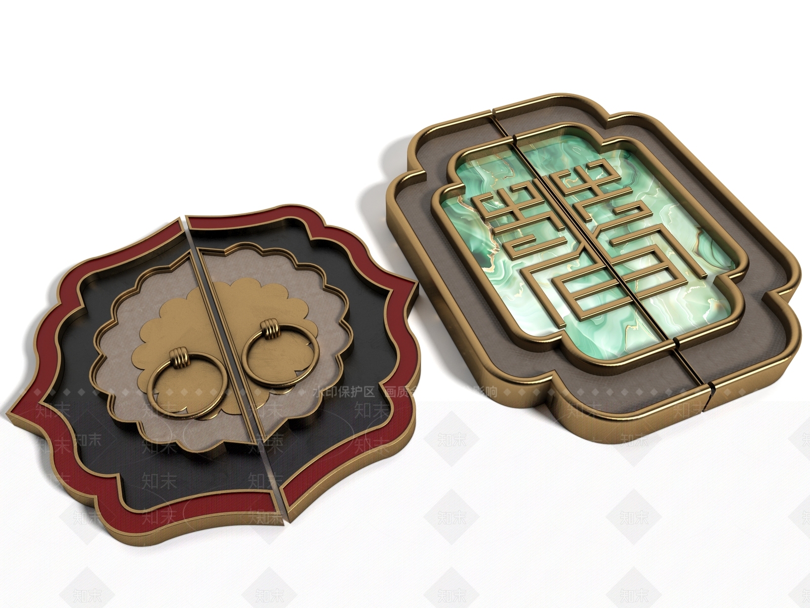 新中式现代拉手3D模型下载【ID:1202815992】