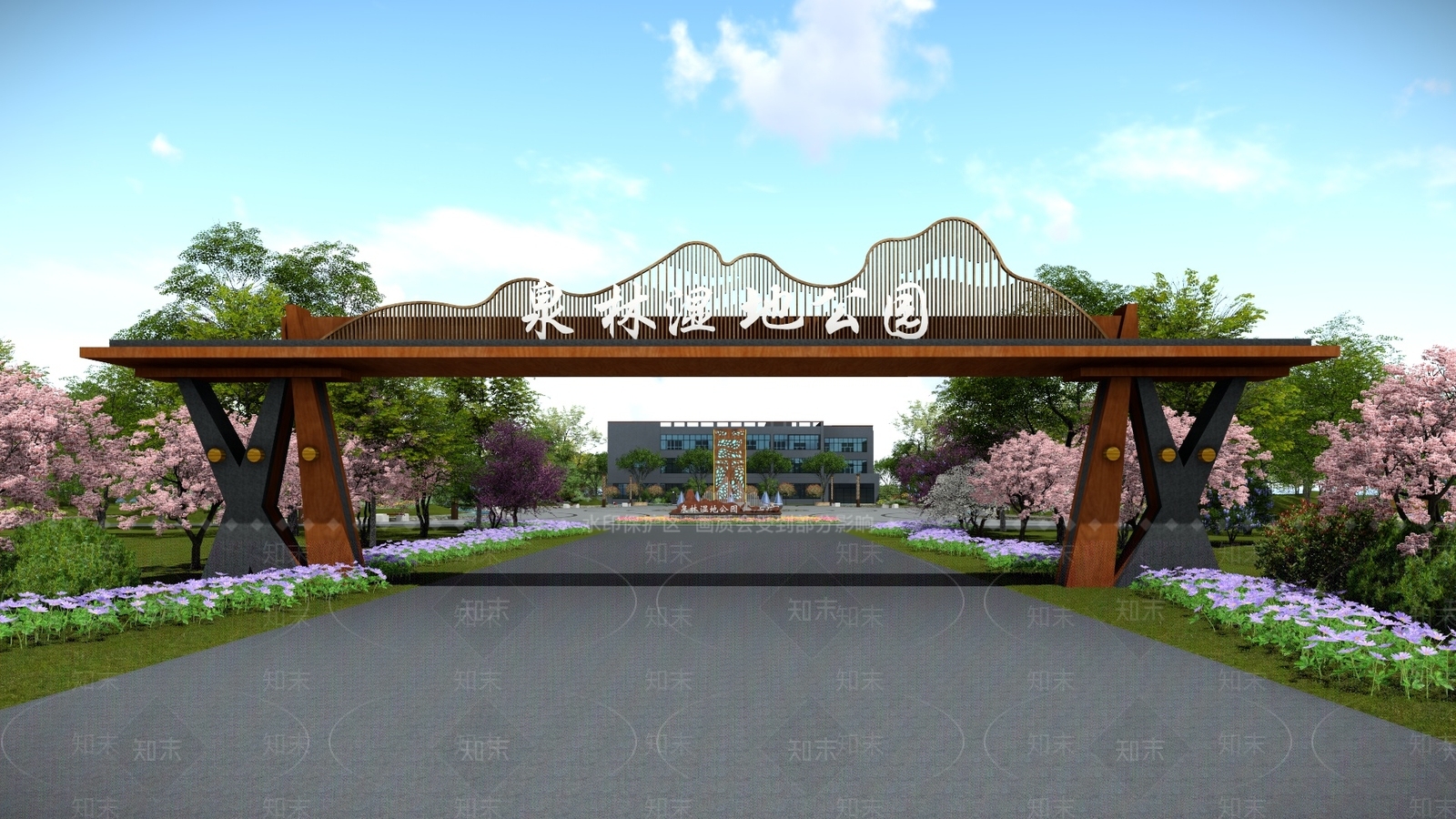 现代新中式景观公园SU模型下载【ID:1202932574】