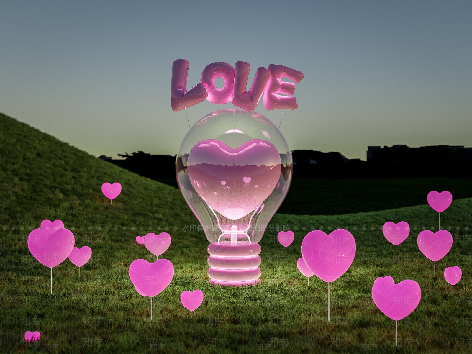 现代轻奢情人节美陈SU模型下载【ID:1202818199】