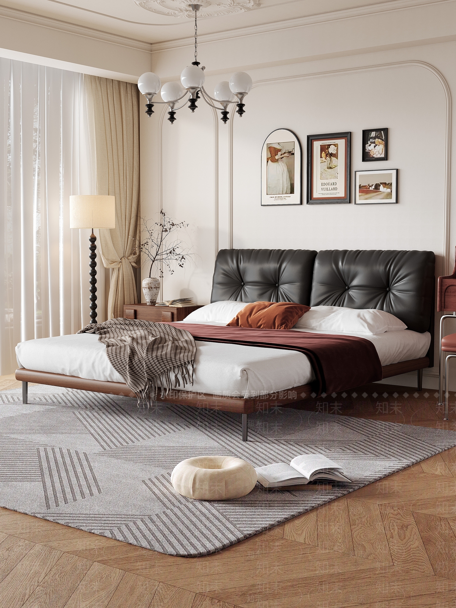 法式中式双人床3D模型下载【ID:1202820194】