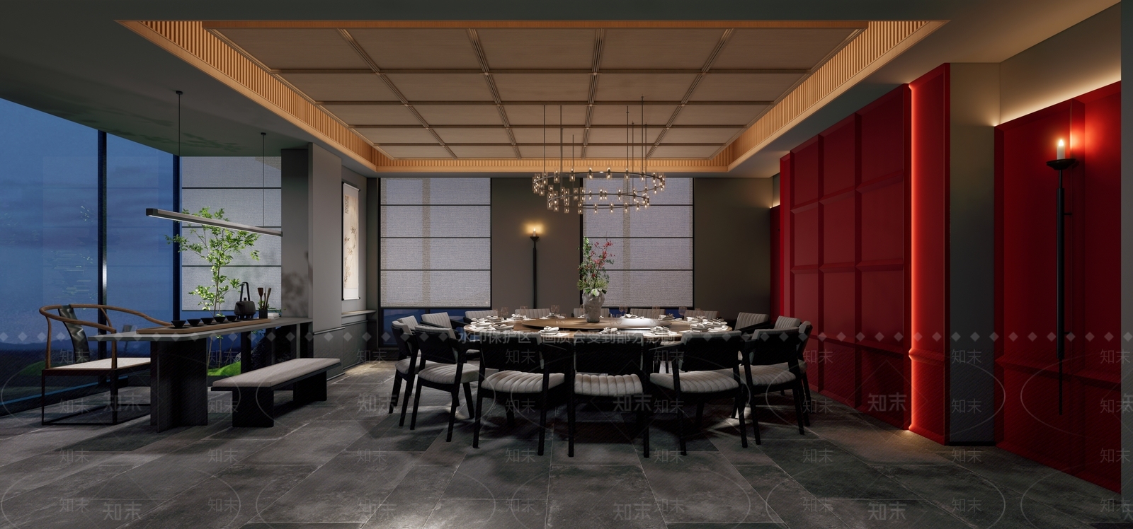 中式新中式包厢SU模型下载【ID:1202822003】