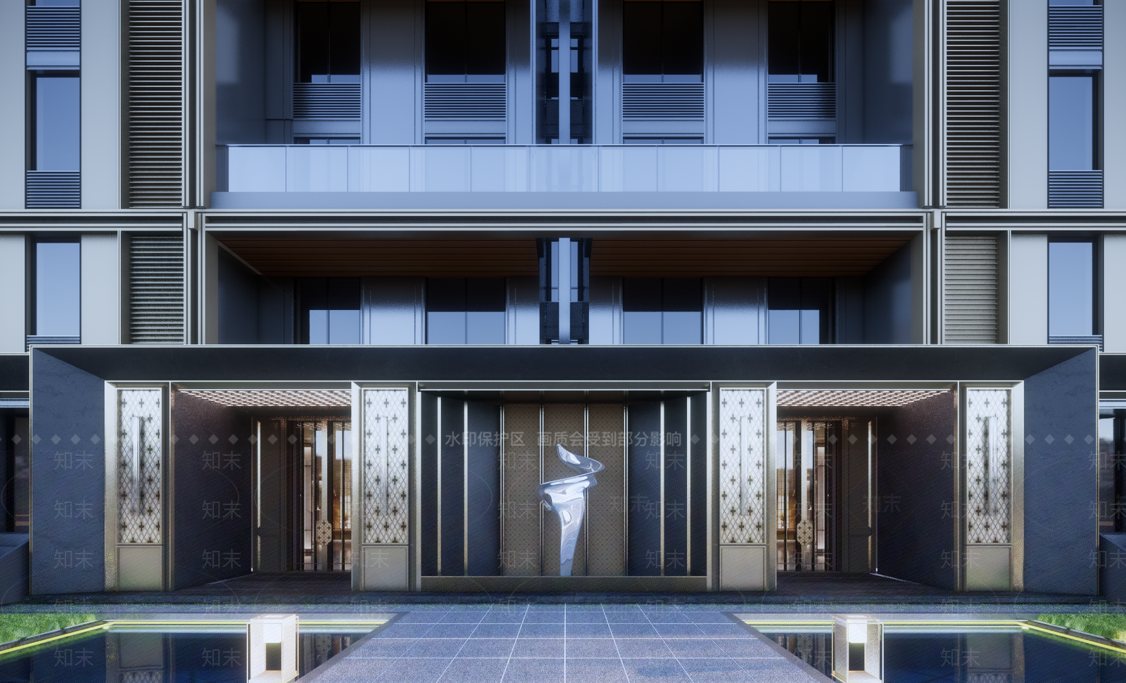 现代新中式高层住宅SU模型下载【ID:1202823546】