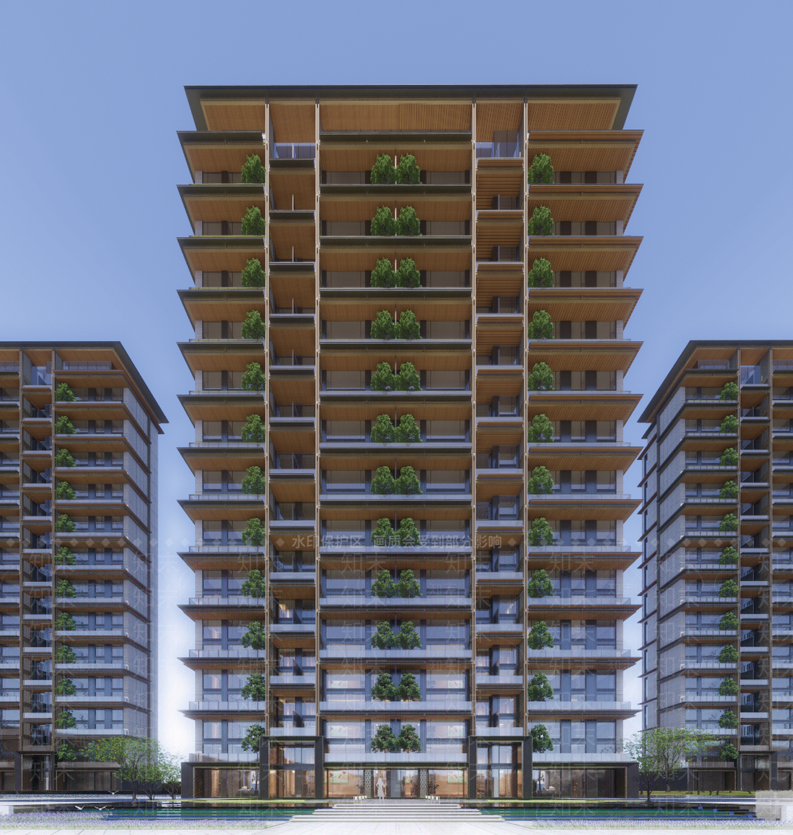 现代新中式高层住宅SU模型下载【ID:1202823546】
