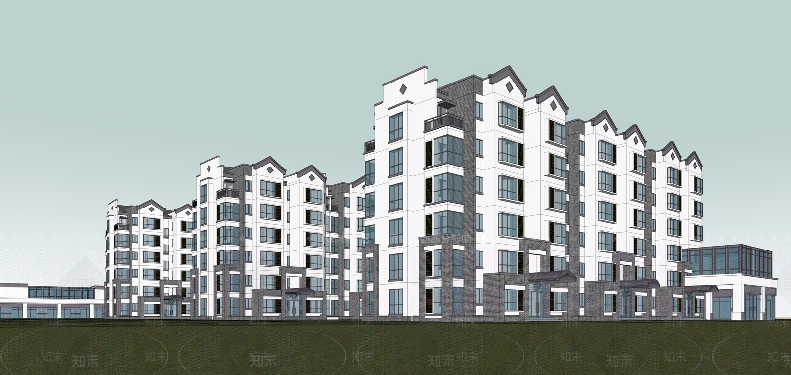 中式多层住宅SU模型下载【ID:1202826736】