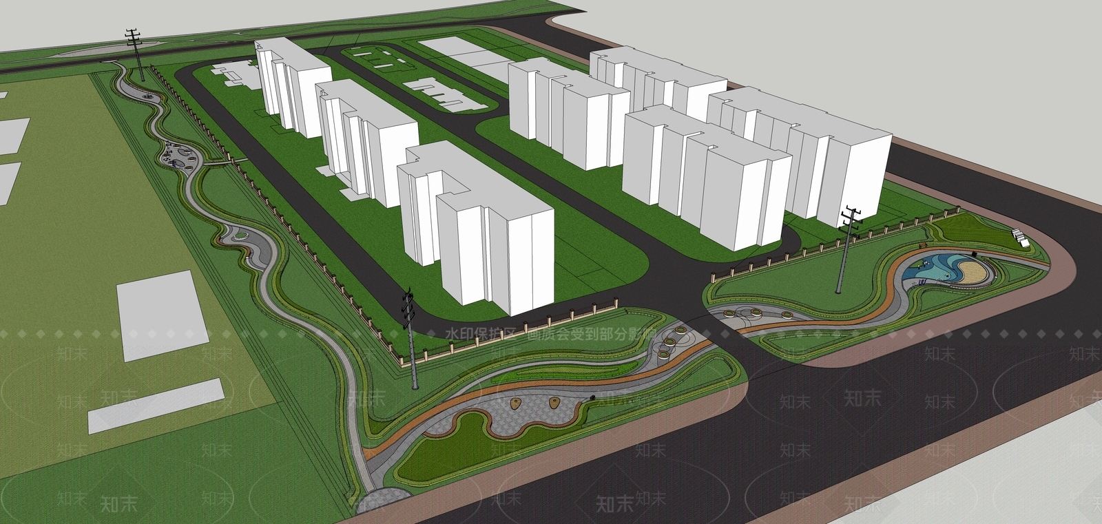 现代景观公园SU模型下载【ID:1202826887】