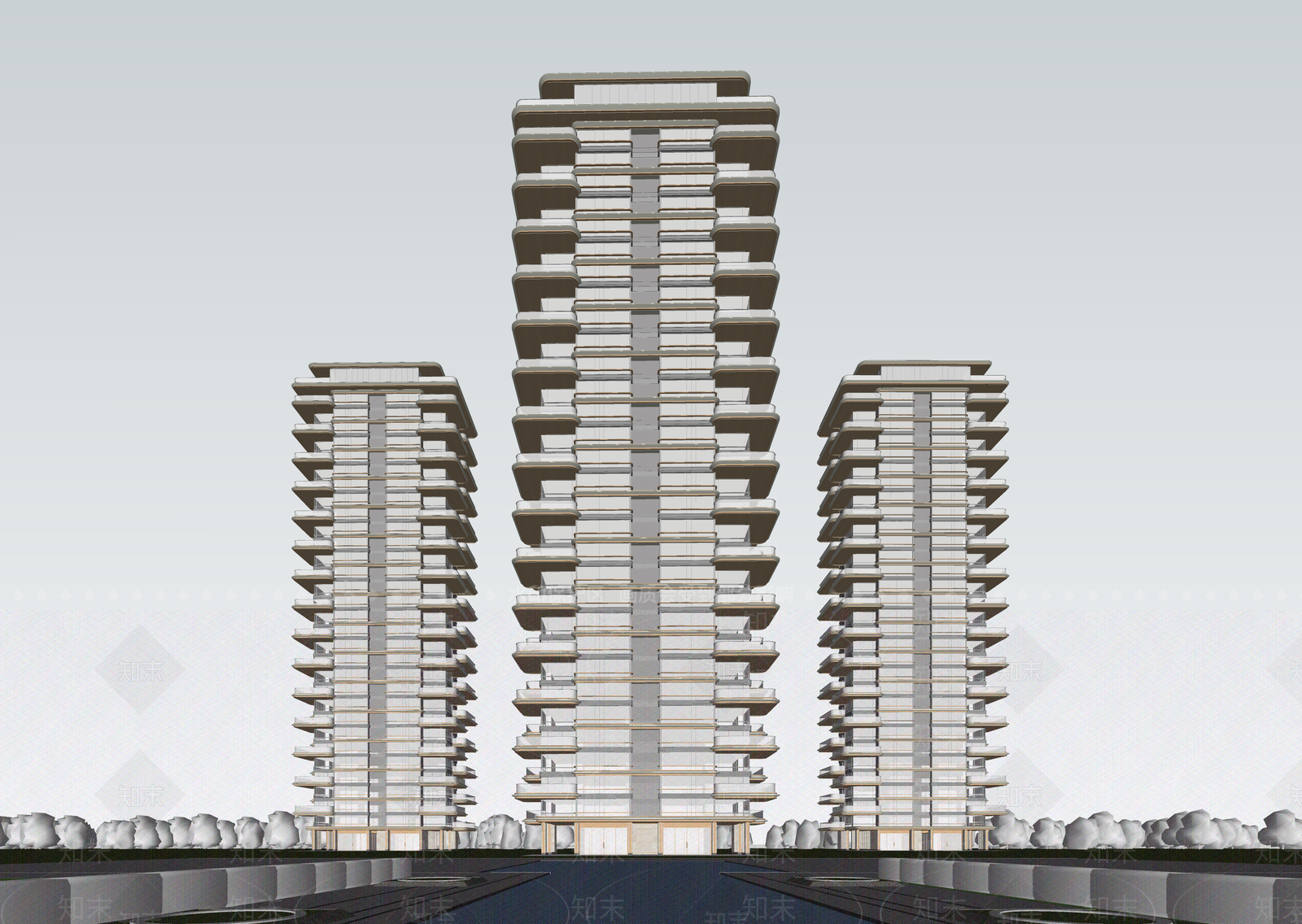 现代高层住宅SU模型下载【ID:1202827829】